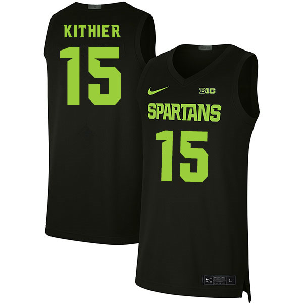 Men Michigan State Spartans #15 Thomas Kithier NCAA Nike Authentic Black College Stitched Basketball Jersey GU41R65NK